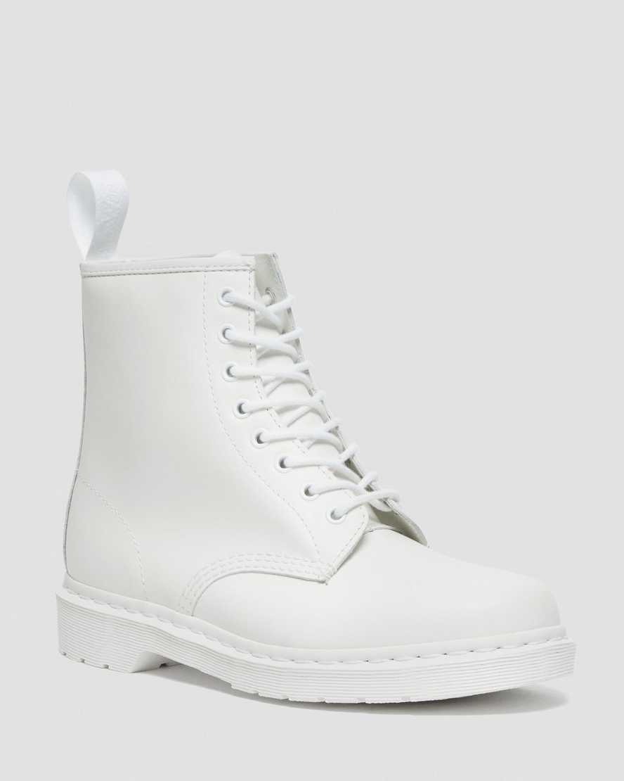 Dr. Martens 1460 Mono Smooth Lær Snørestøvler Dame Hvite [4057XACIY]